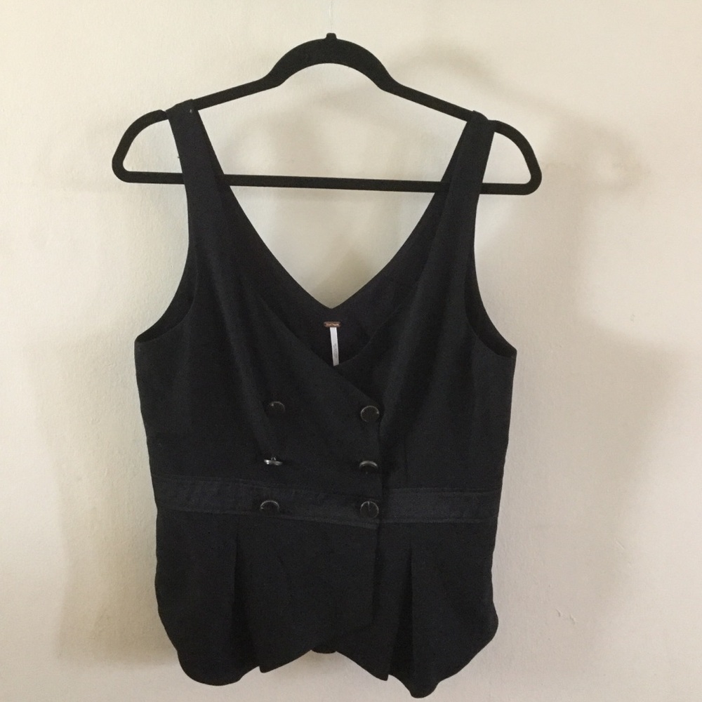 Free People Double-Breasted Tuxedo Vest Tank Top